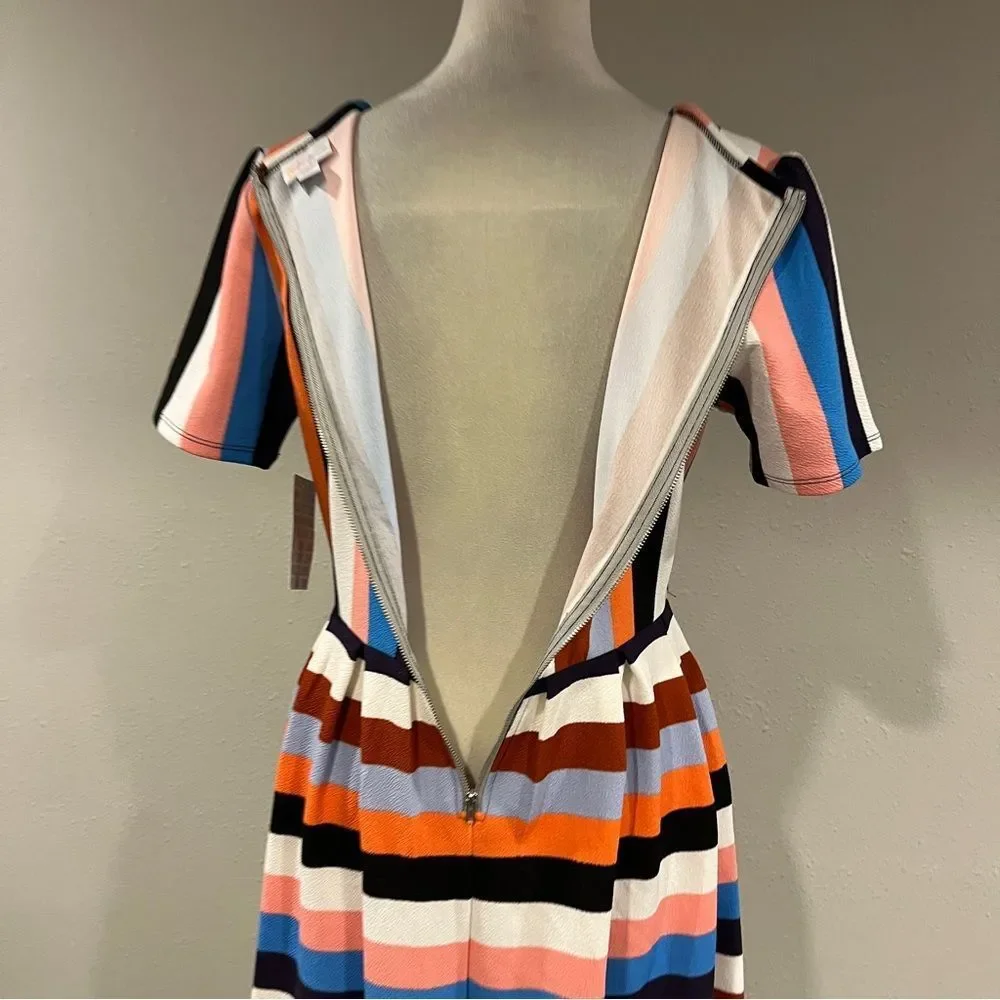 LuLaRoe Amelia Multicolor Striped short sleeve knee length Dress size medium‎ - Picture 5 of 13